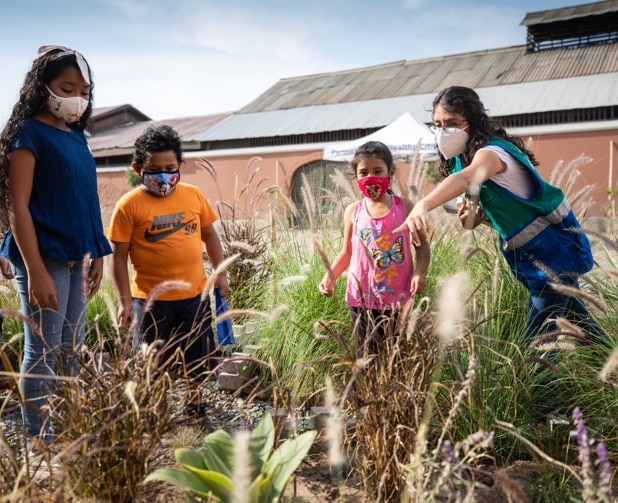 Lima residents in a green space