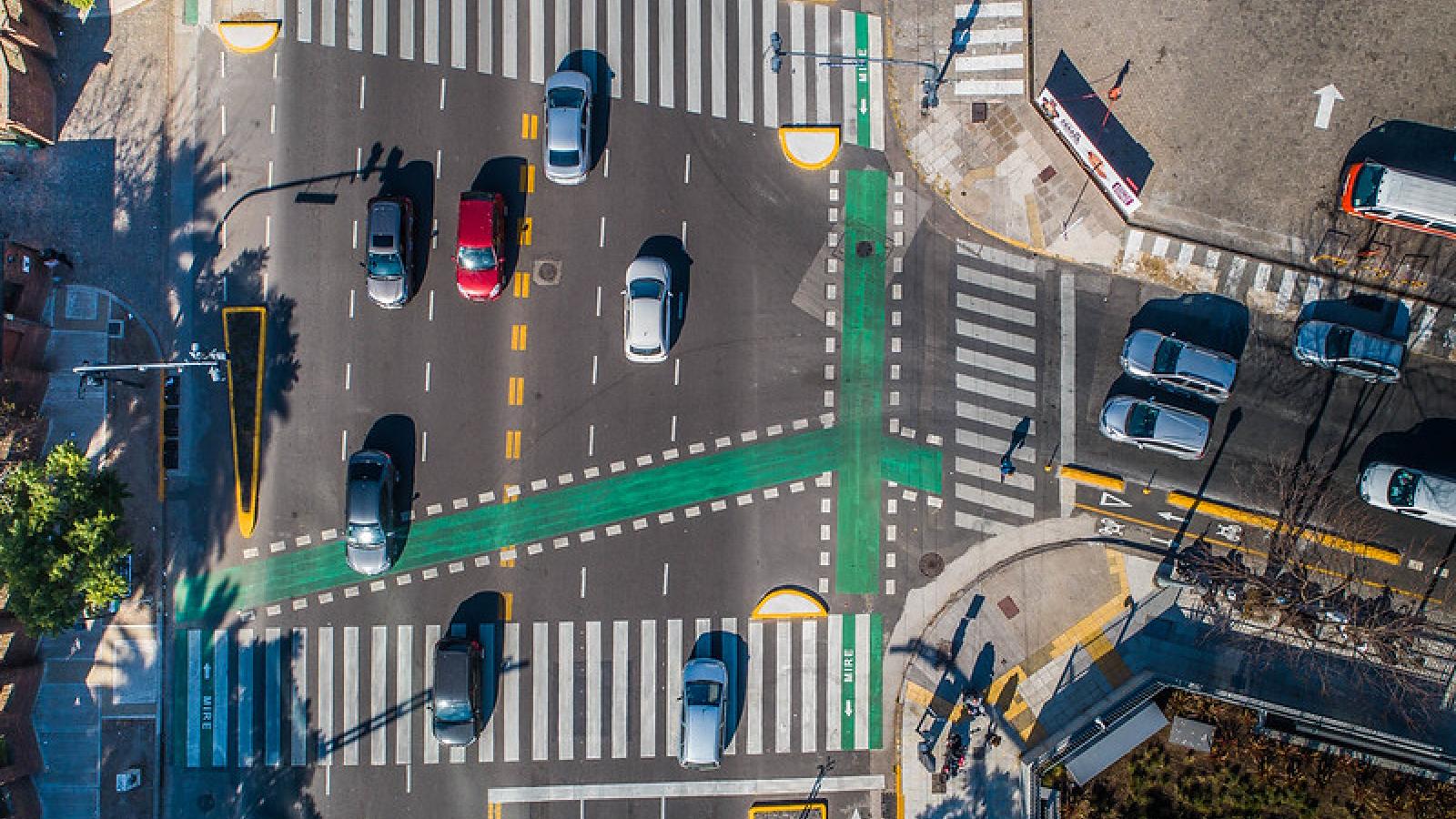 an aerial view of a street in buenos aires, argentina