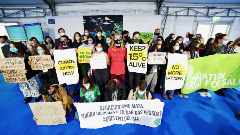 Youth strikers at COP26 in Glasgow. Richard Dixon / Friends of the Earth Scotland