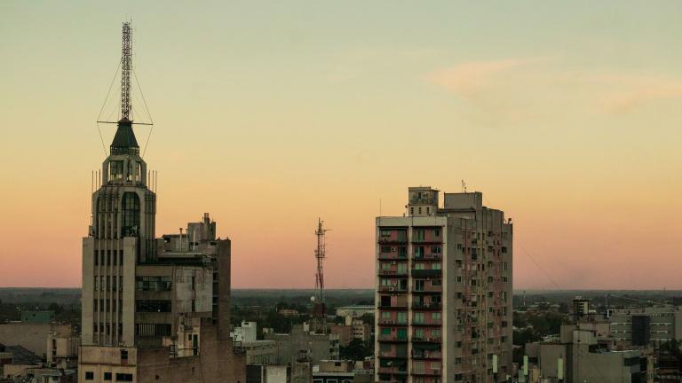 Buildings in Mendoza at sunset