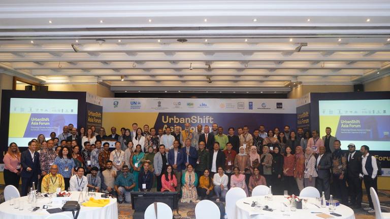 Participants in the UrbanShift Asia Forum gather for a group photo