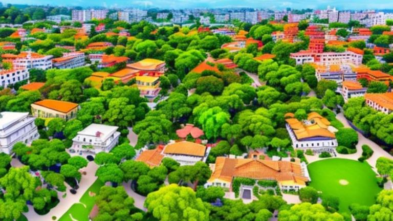 an aerial view of nature positive city