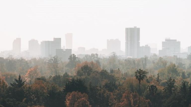 a smoggy view of mexico city