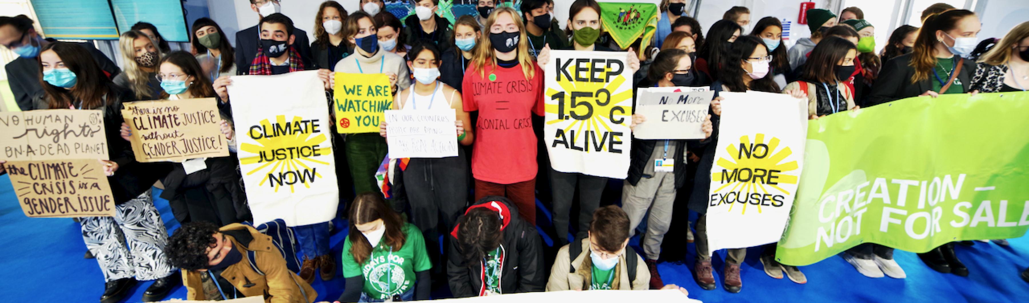 Youth strikers at COP26 in Glasgow. Richard Dixon / Friends of the Earth Scotland