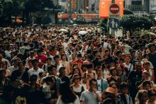 a crowded street in a chinese city